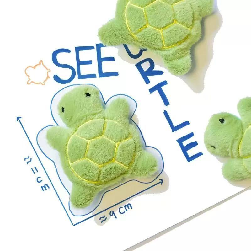 Green turtle shaped plush squeaky dog toy for gentle chewing - photo 9