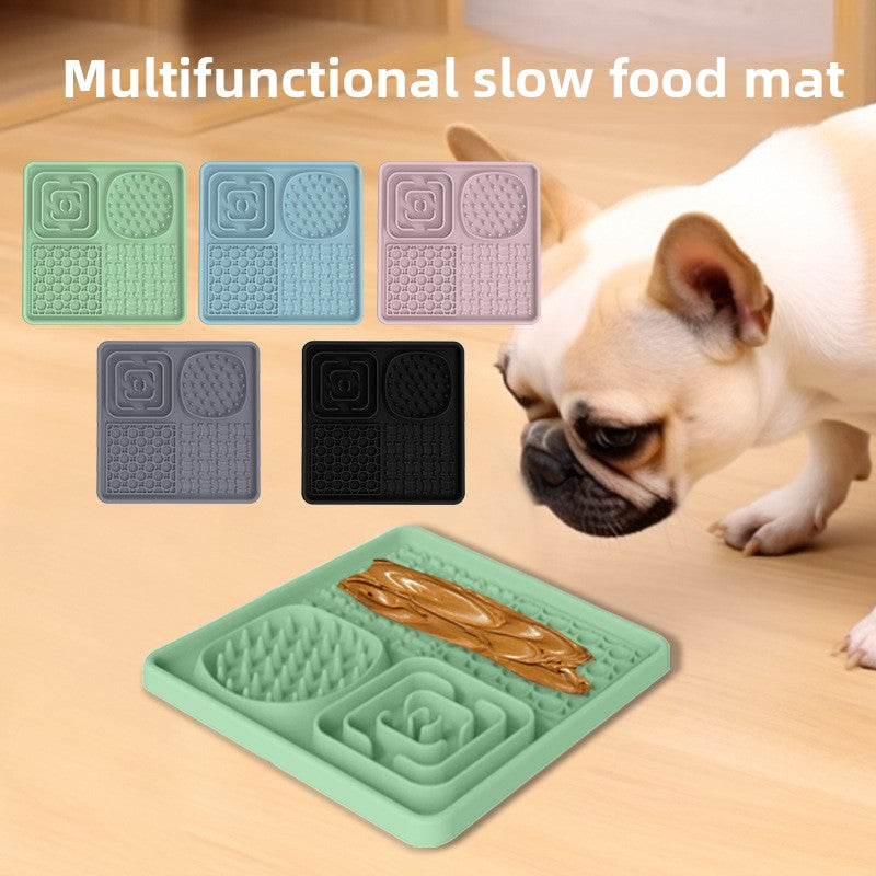 Silicone lick mat slow feeder with suction cups for dogs