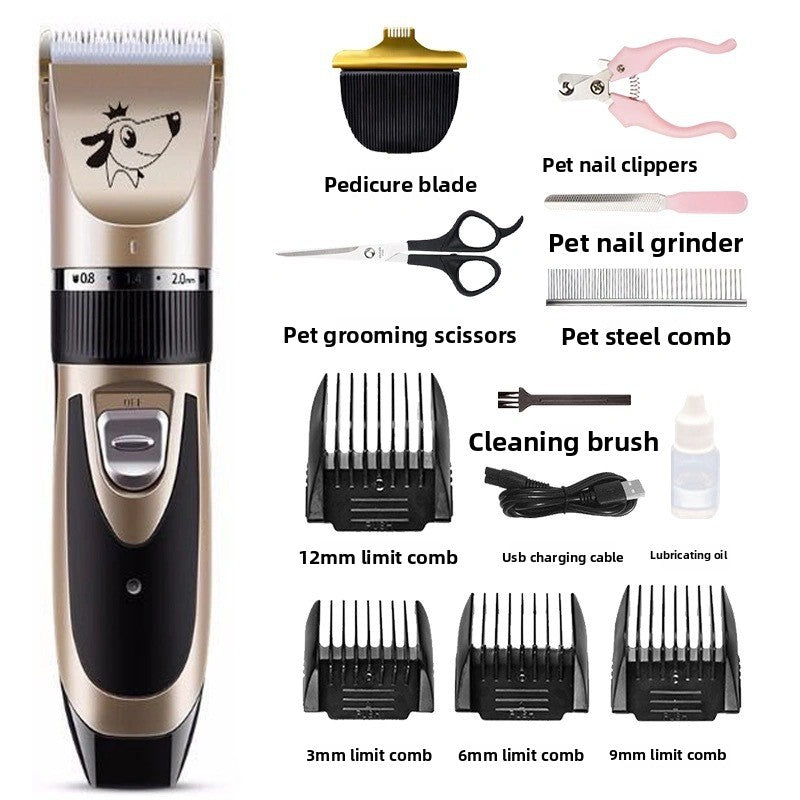 Pet Hair Clipper Set with 4 Limit Combs, Rechargeable Dual Voltage