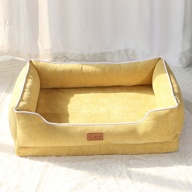 Thick Sofa-Style Dog Bed with Raised Sides for Winter