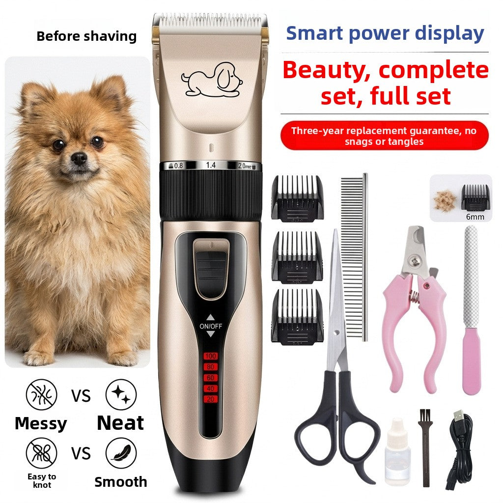 Ceramic Blade Dog Hair Clippers with LED Power Display, Low Noise