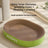 Oval corrugated cat scratching board bed in matcha green, view 1 of 11