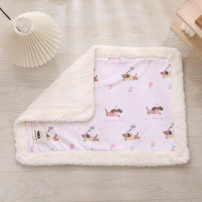Soft flannel pet blanket with navy paw print