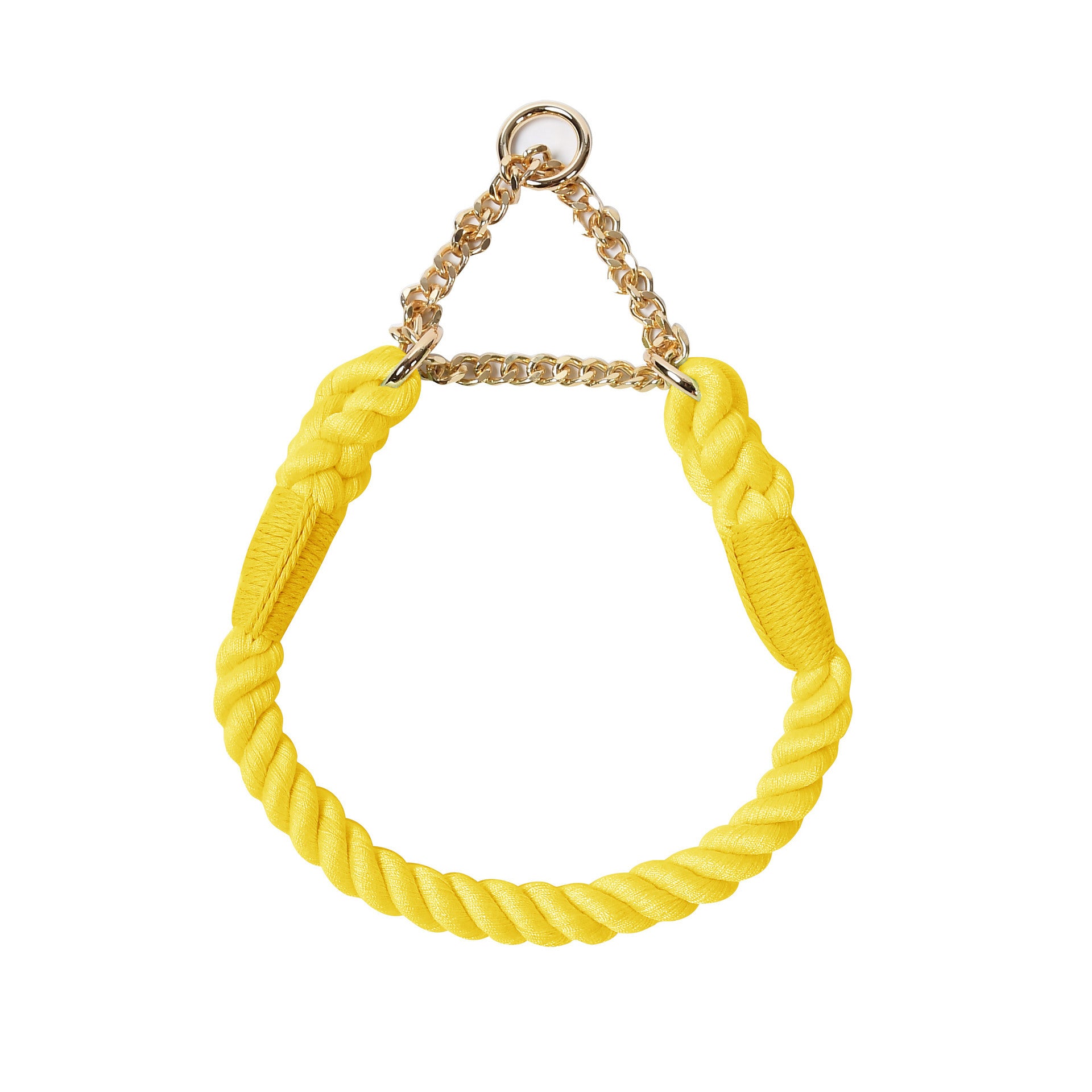 Woven rainbow dog lead with gold coloured clip