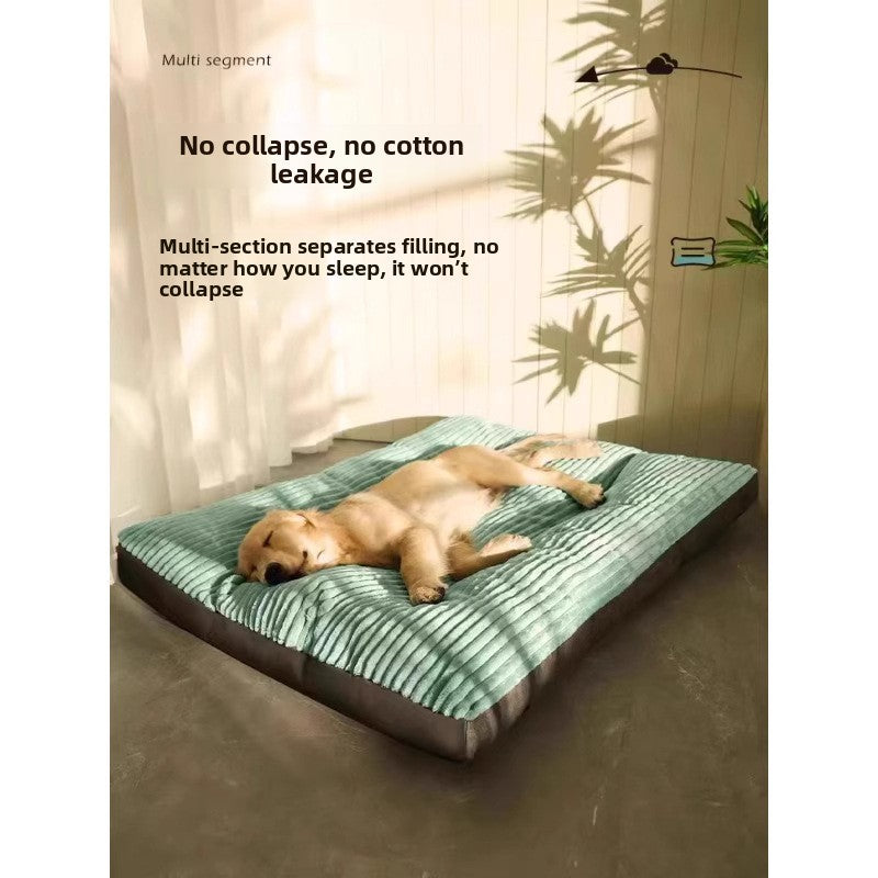 Thick striped dog mat for large dogs, product overview photo