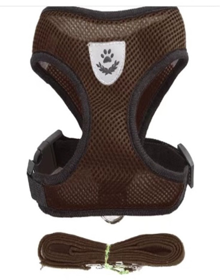 Adjustable reflective vest harness for dogs and cats in black, view 41