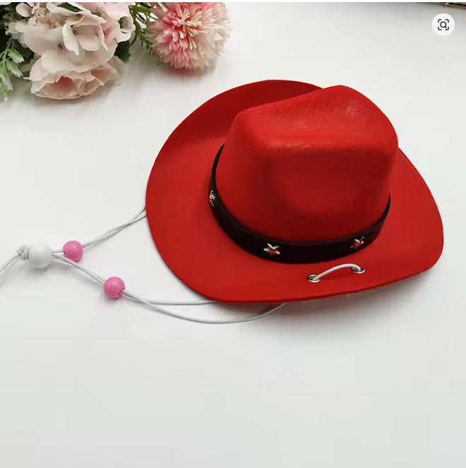 Western felt cowboy hat for small dogs and cats, material detail