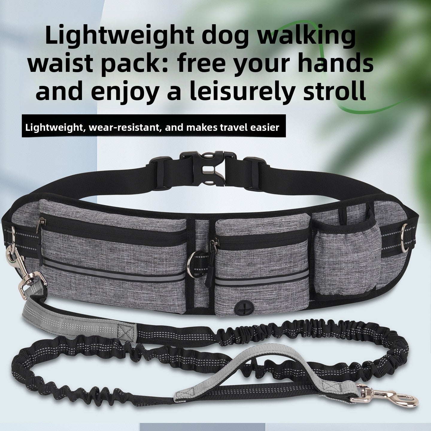 Dog walking waist bag with hands free lead and pockets, view 11