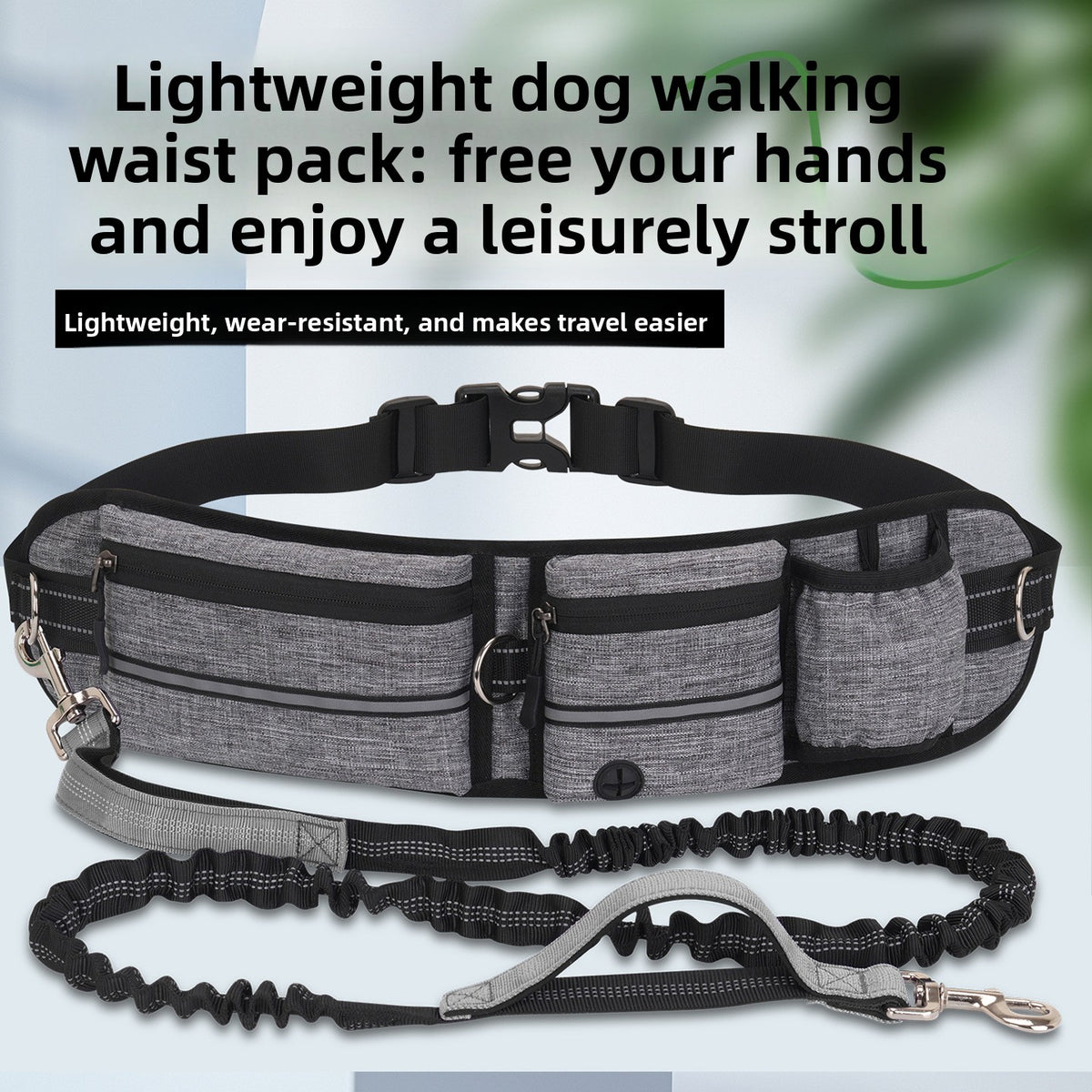 Dog walking waist bag with hands free lead and pockets, view 11