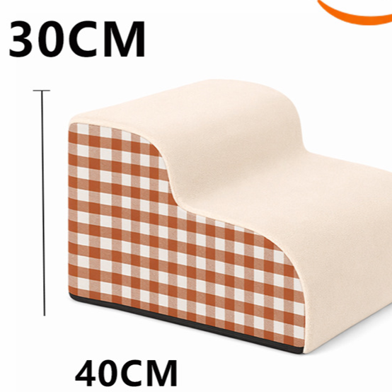Pet ramp stairs with removable washable cover in Off-White 2 Step Upgraded Plus