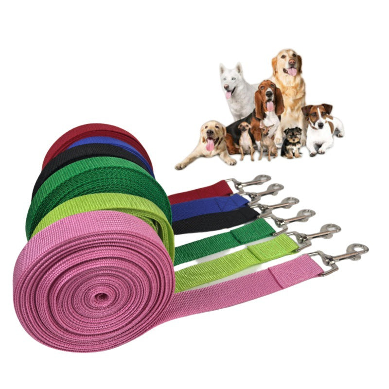 Long dog training leads in nine colours and many lengths