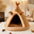 Yurt style cat tent kennel with brown elk print, product image 7