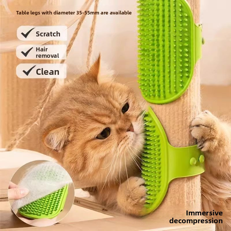 Cat Self-Grooming Scratcher and Silicone Massager