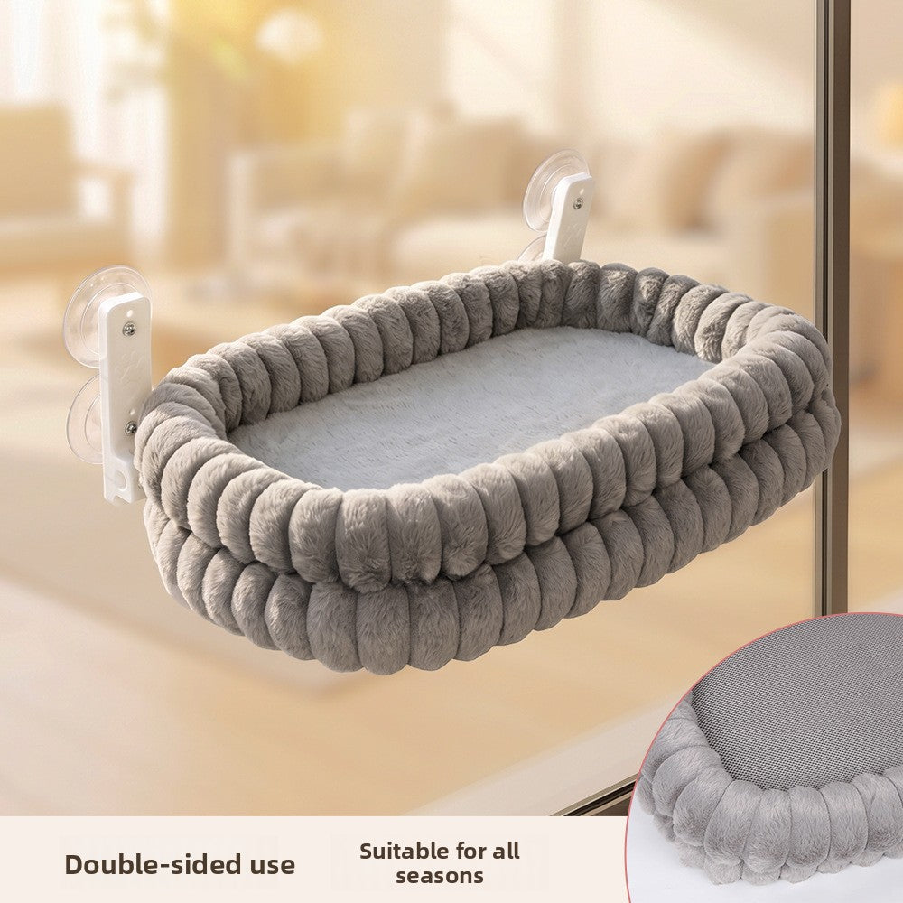 Window Mounted Cat Bed with Suction Cups, Warm Plush Perch