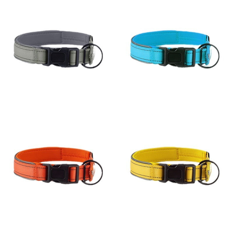 Nylon dog collar with tracker holder pocket in orange, view 5