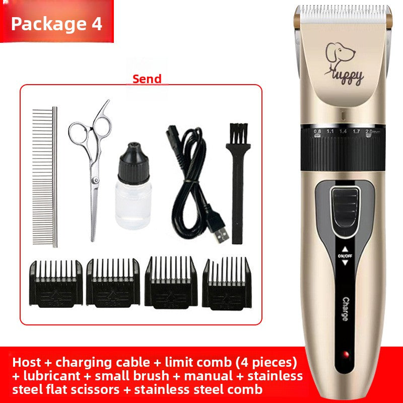 USB Rechargeable Pet Hair Clipper with Ceramic Blade and Attachments