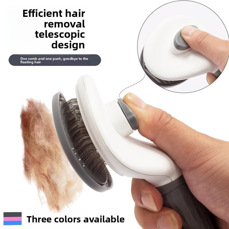 Press-to-Release Self-Cleaning Pet Comb with Protective Beads