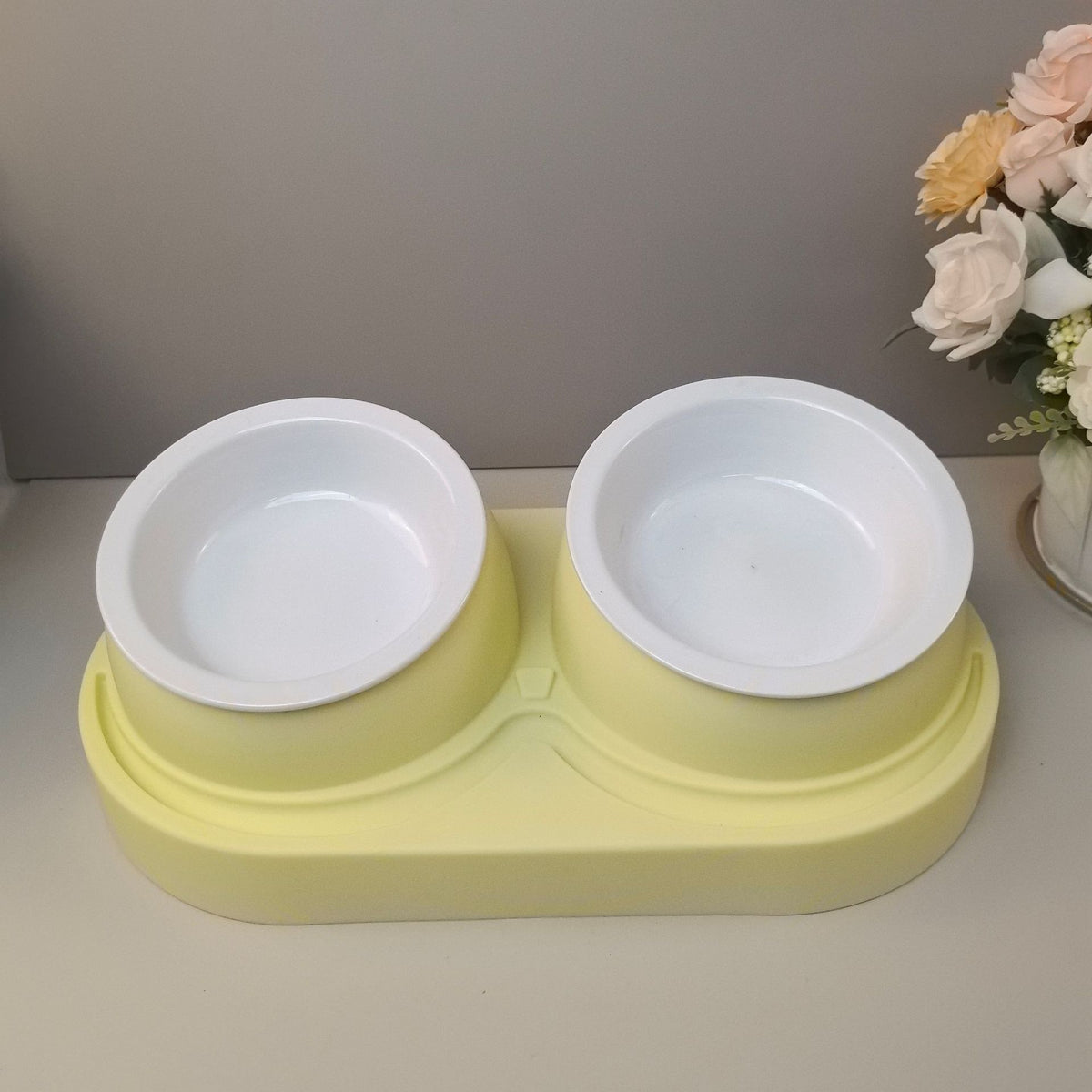 Cat Face Dual Pet Bowl, Stainless Steel or Ceramic