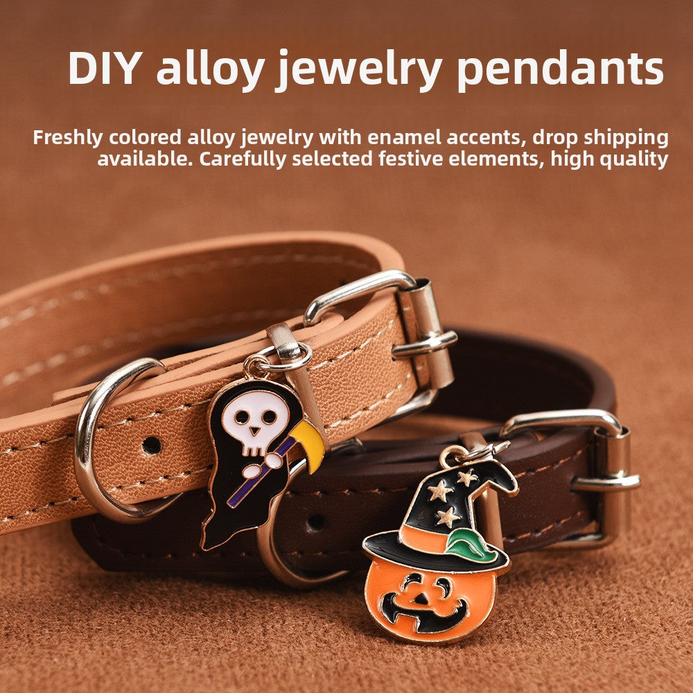 Halloween pumpkin and ghost dog collar, main product photo