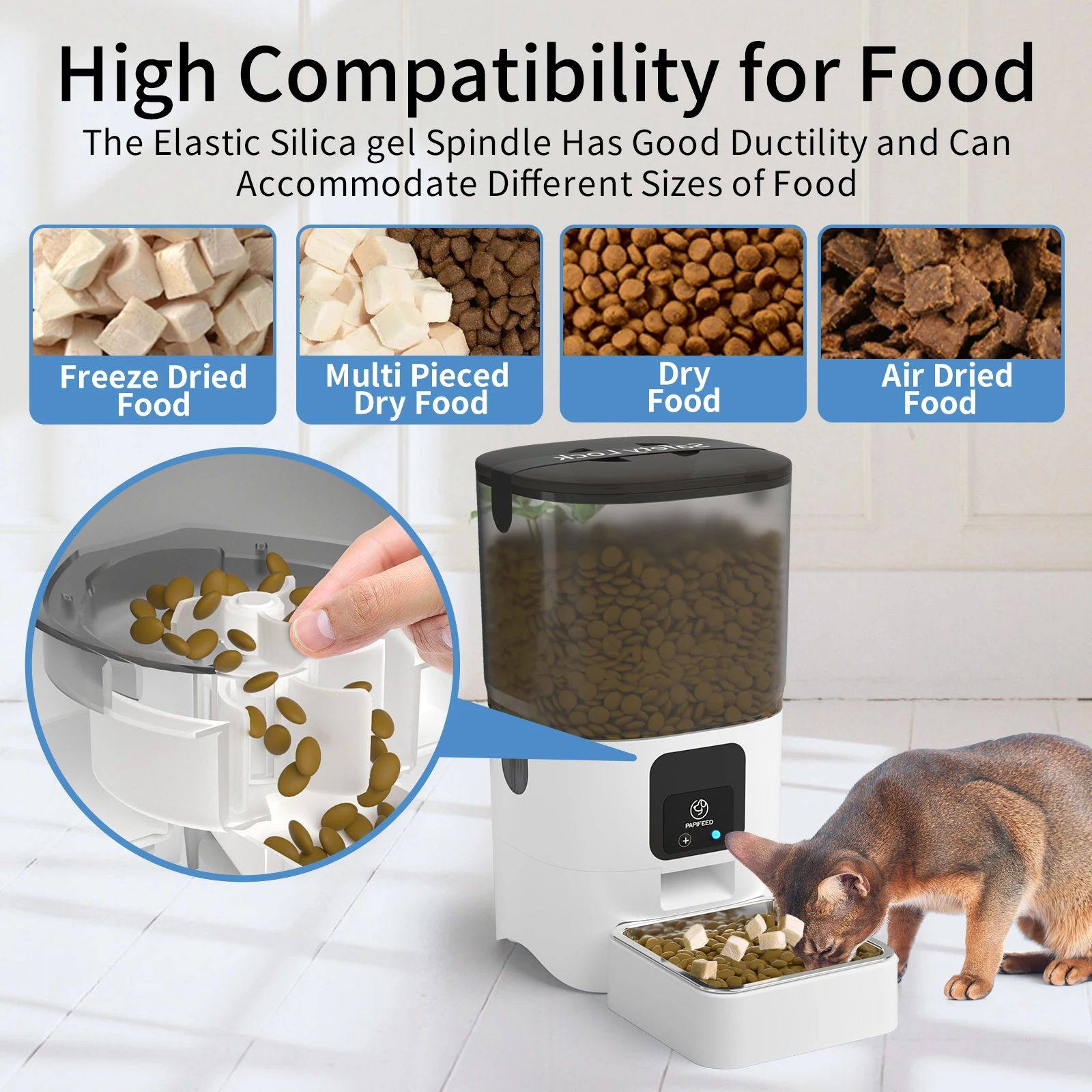 6L WiFi Smart Automatic Cat Feeder with App Control and Stainless Steel Bowl