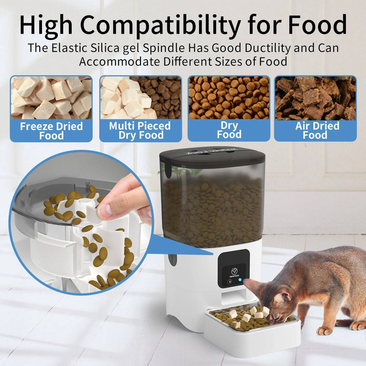 6L WiFi Smart Automatic Cat Feeder with App Control and Stainless Steel Bowl