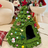 Felt Christmas tree cone cat bed in yellow and white, product image 2