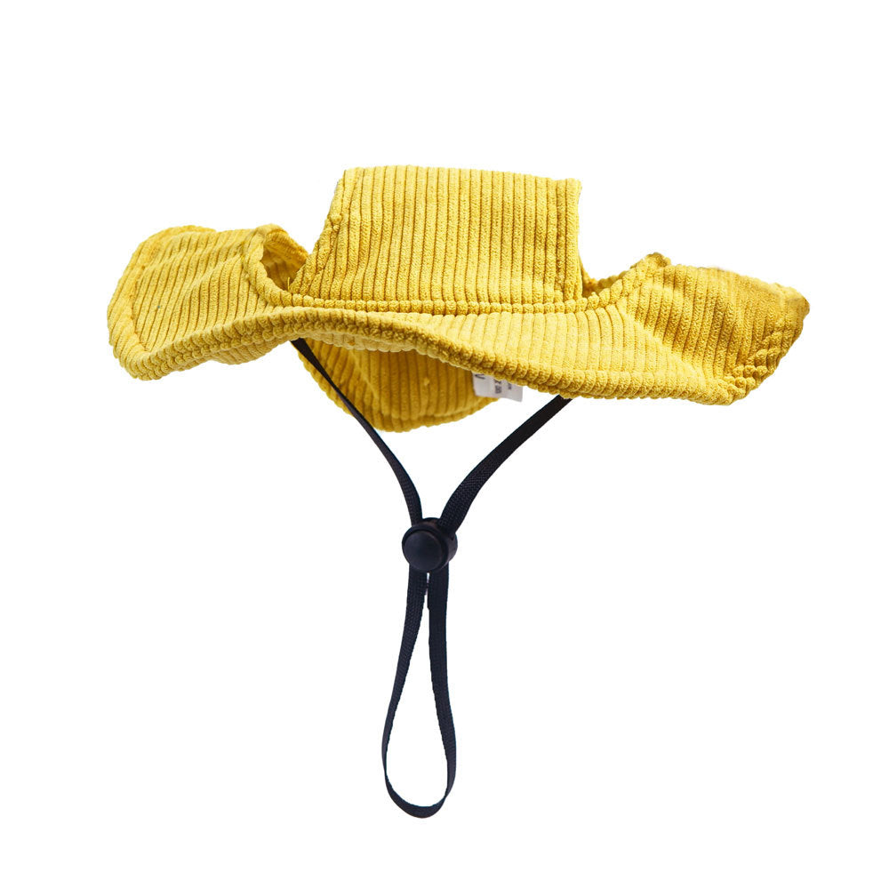 Dog baseball cap with ear openings in Green Bucket Hat, material detail