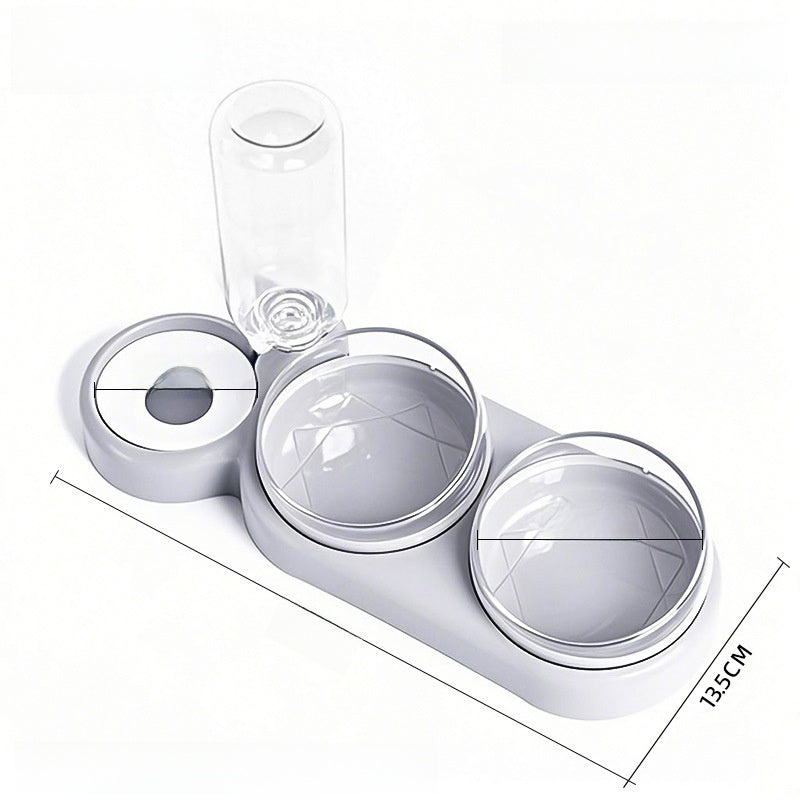 Anti-Knock Double Bowl Cat Food and Water Dish in Durable PP and PC Material