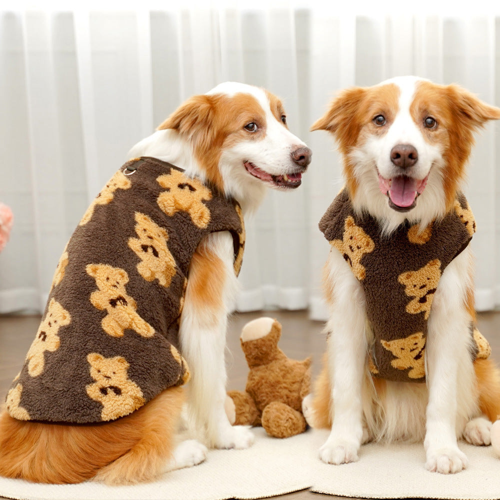 Cartoon bear pet sweatshirt for dogs and cats in Klein Blue Yak, material detail