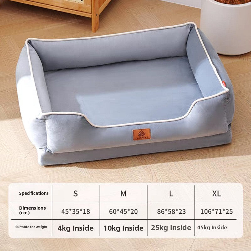 Doghouse Style Pet Sofa with Sponge Cushion, Removable Base