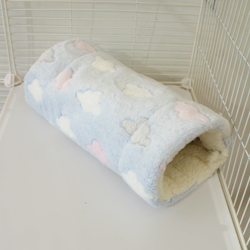 Flannel pet tunnel sleeping bag for small pets in Blue Cloud, size 15 x 60cm