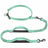 Reflective nylon bungee lead with two handles in sky blue