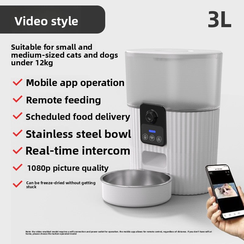 Automatic Pet Feeder with WiFi and Optional 1080P Video in 3L, 6L and 7L Models