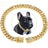 Faux diamond metal chain pet collar in Gold, close-up detail