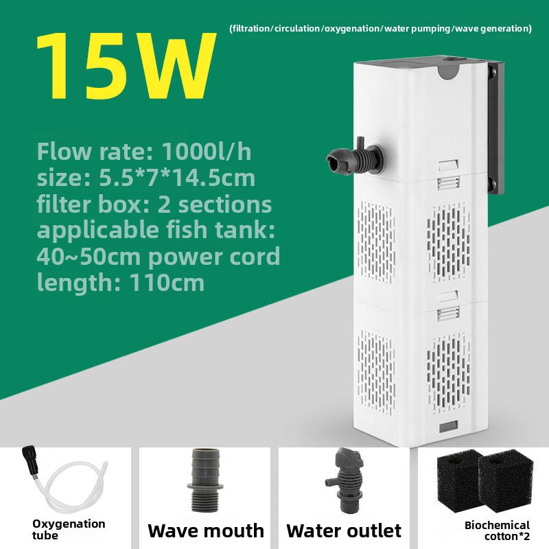 Submersible three in one aquarium filter pump for fish tanks, view 8