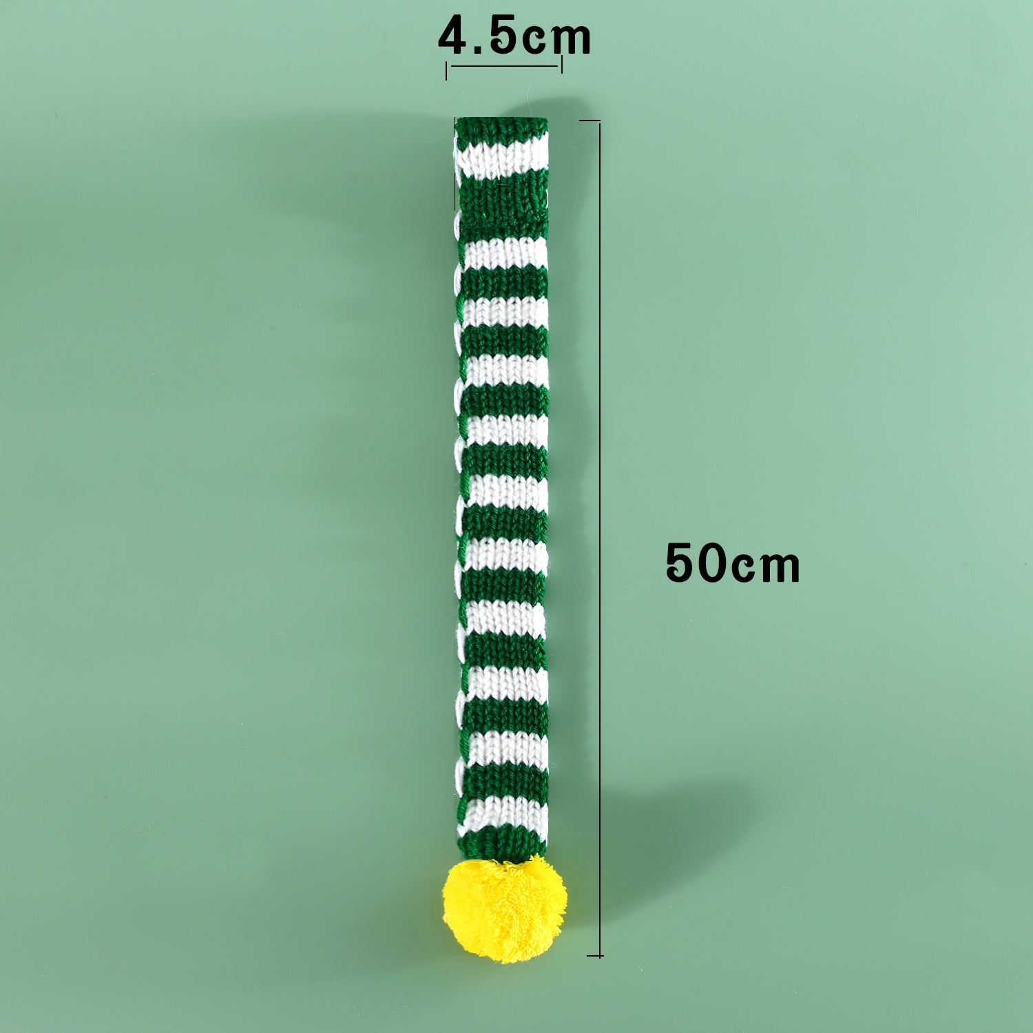 Knitted Christmas pet scarf with red and white festive stripes, view 4