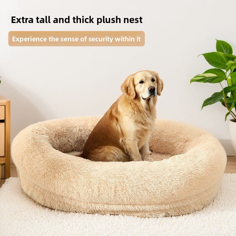 Long plush washable dog and cat bed with thick padding, photo 4