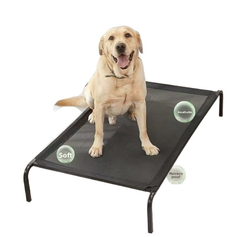 Raised dog cot with iron frame and breathable cover, product detail photo