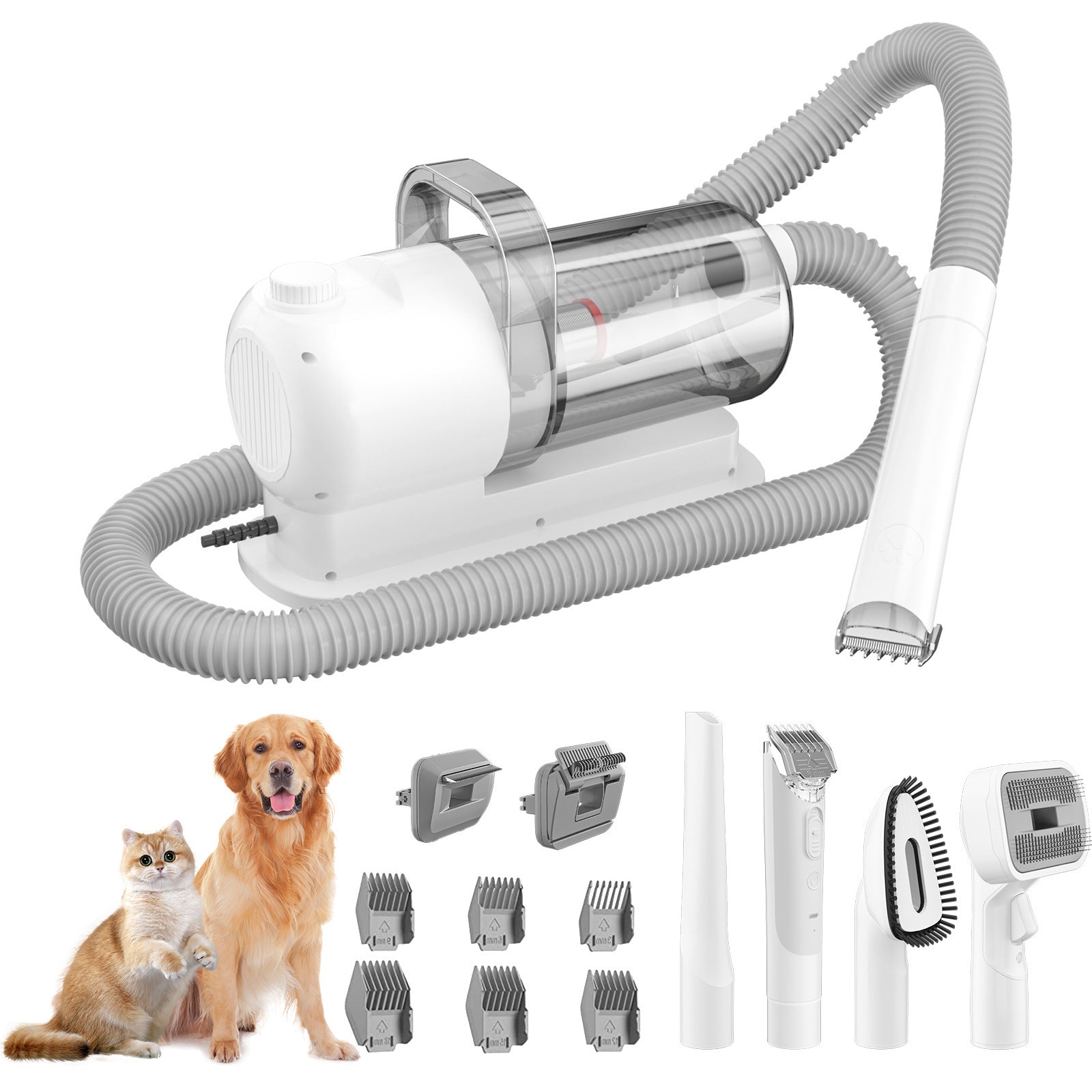 Pet Hair Trimmer with Vacuum Suction, All-in-One Kit, UK Plug