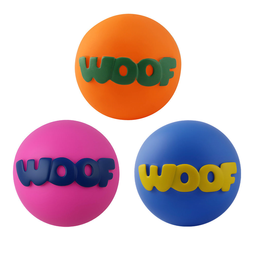 Orange vinyl chew ball with raised textured pattern for dogs - photo 3