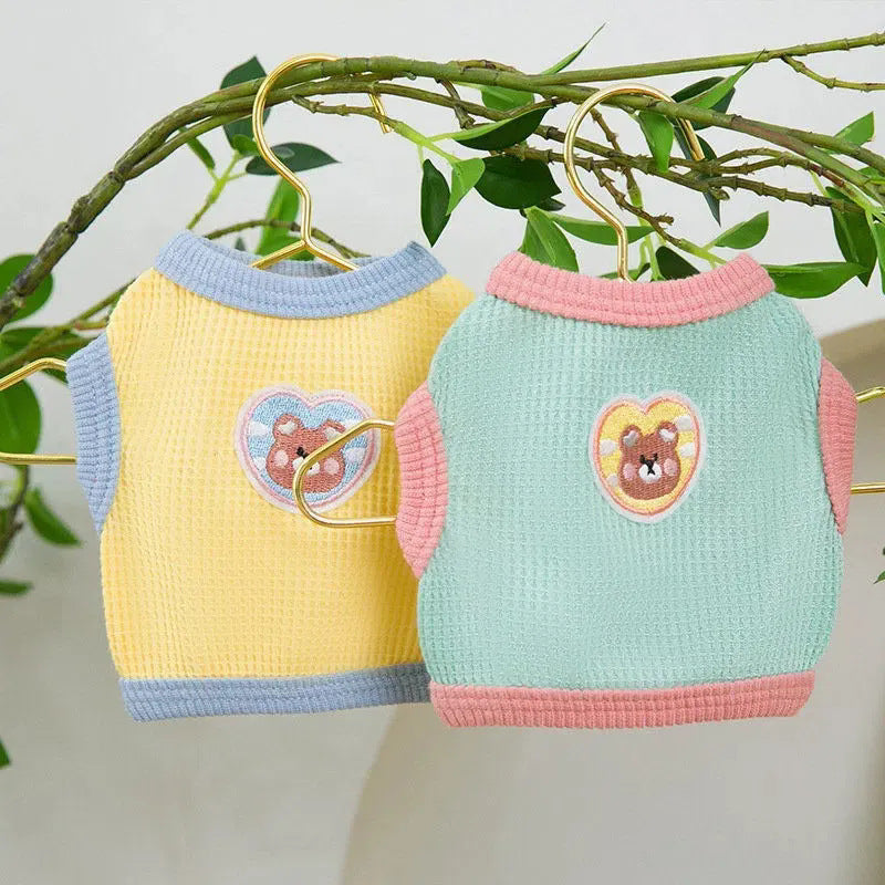 Lucky cat and bear print vest for pets for dogs and cats, image 3