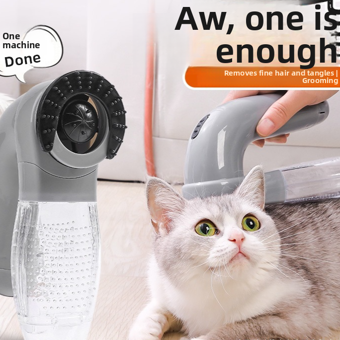 Portable Pet Hair Vacuum with Massage Brush, Rechargeable Cordless