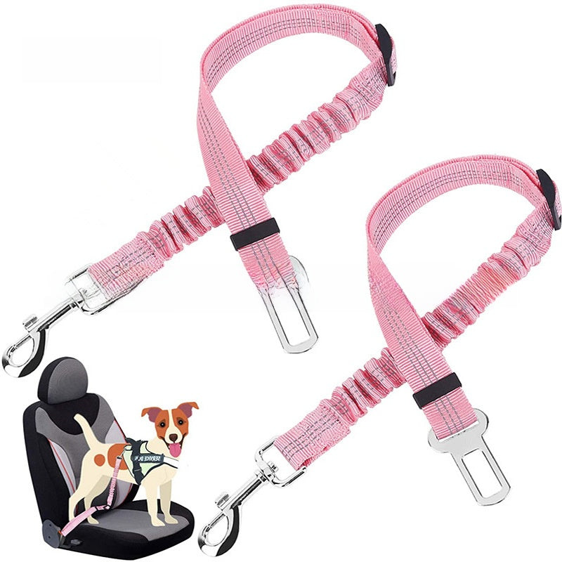 Dog car seat belt leads in many colours with metal clips