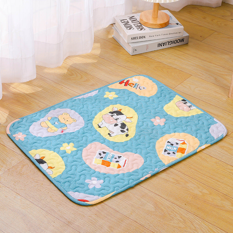 Cotton pet sleeping mat with print, shown in 11 colours and styles