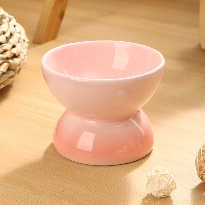 Ceramic Raised Pet Bowl with Gradient Finish for Cats and Small Dogs, Food or Water
