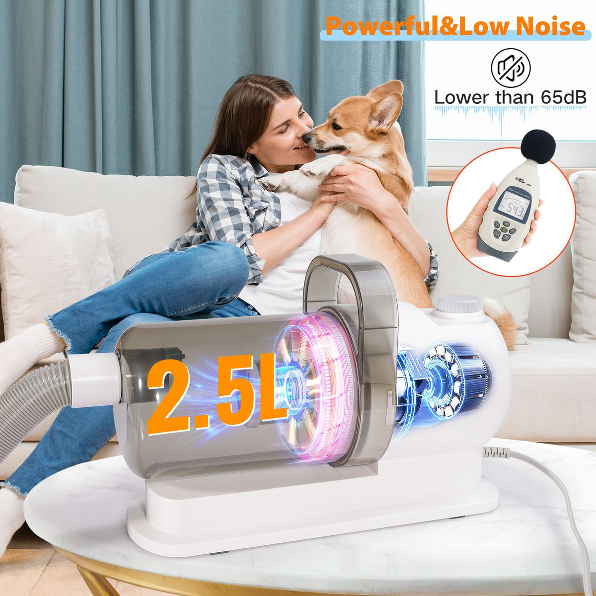 Electric Pet Hair Clipper with Built-In Vacuum for Trimming and Collecting Hair