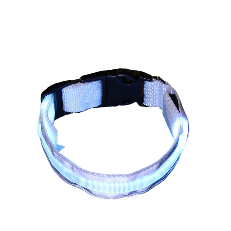 Light up dog collar with reflective strip glowing at night, product image 43