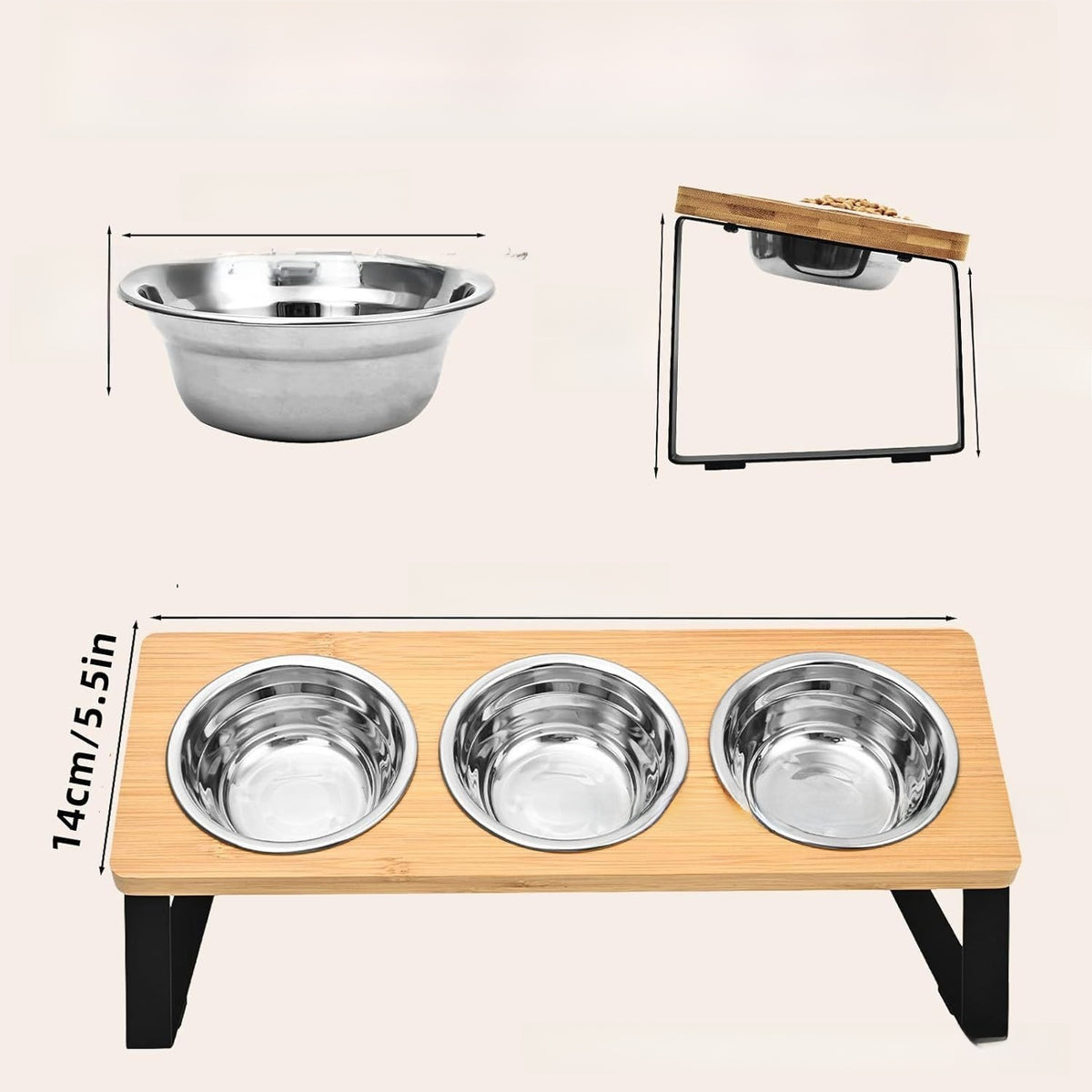 Wooden Pet Feeding Bowl Rack with Cervical Support