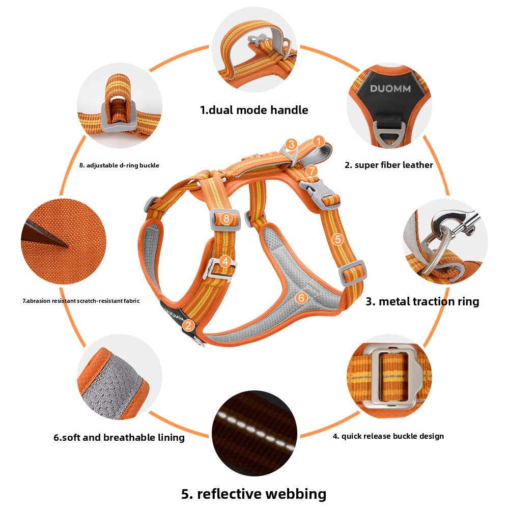 Polyester dog harness and 2.5m lead in khaki and black
