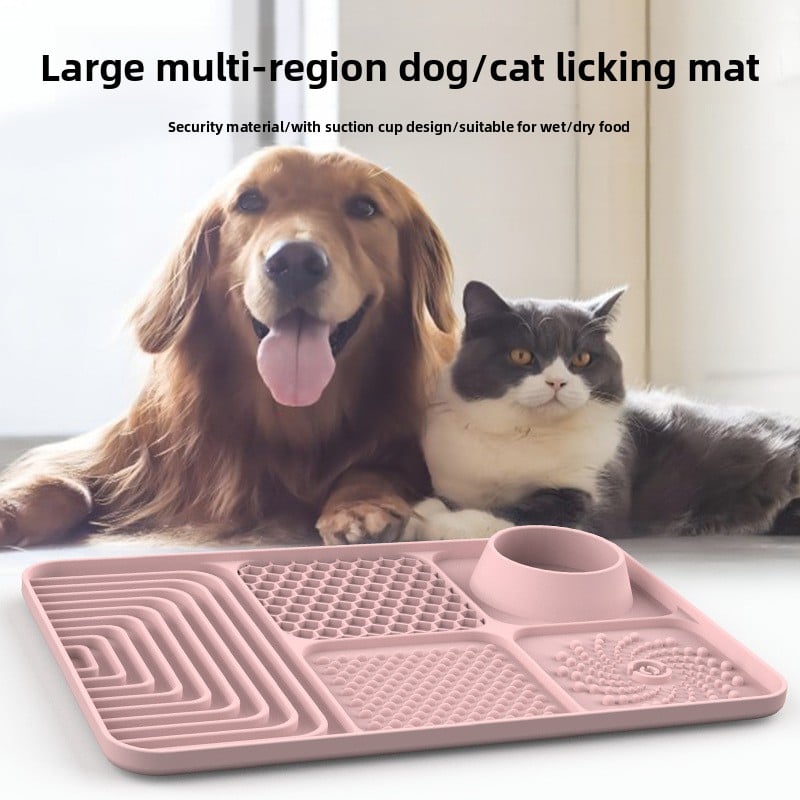 Silicone Pet Lick Mat Slow Feeder Tray with Suction Cup Non-Slip Base for Cats and Dogs